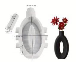 Molde silicona florero dona ovalada rayada 